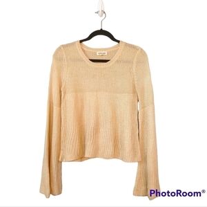 ⭐️ Cotton Candy LA Women's Knit Crew Neck Bell Sleeve Cream Sweater Size M/L